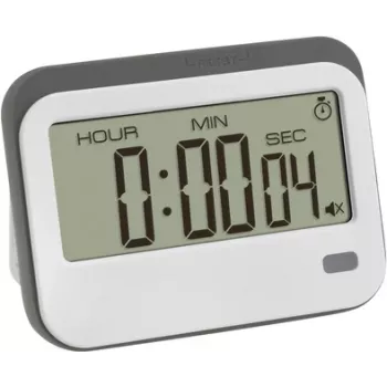 TFA Dostmann 38.2052.02 temporizator digital cu cronometru și ceas deșteptător, alb/gri