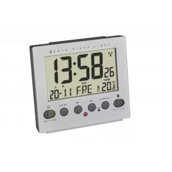 Ceas deșteptător radiocontrolat TFA Dostmann 60.2561.55 argintiu