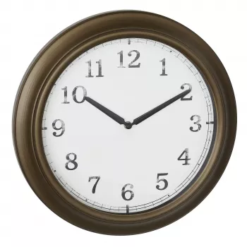 Ceas de perete de exterior din metal TFA Dostmann 60.3066.53, cuarț, alamă, protejat la stropire, 387 mm, afișaj mare