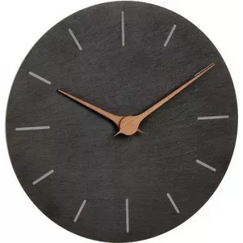 Ceas de perete cu cuarț TFA Dostmann 60.3068.10, 25 cm, ardezie, mecanism cu secundar continuu