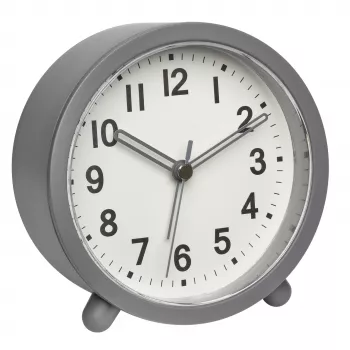 TFA Dostmann 60.1043.10 Ceas deșteptător cu cuarț gri cu mecanism silențios și alarmă crescendo