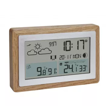 Stație meteo radio TFA Dostmann OAK cu ramă din stejar și senzor exterior, 35.1167.54