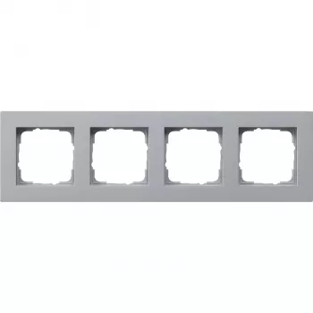 Ramă de acoperire Gira E2 Flat Aluminium, 4 poziții, montaj îngropat, mată, orizontală, 214255