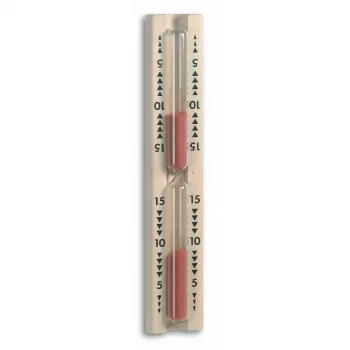 Cronometru cu nisip pentru saună TFA Dostmann, lemn de fag, 15 minute, montare pe perete, 33 x 53 x 286 mm, 40.1001