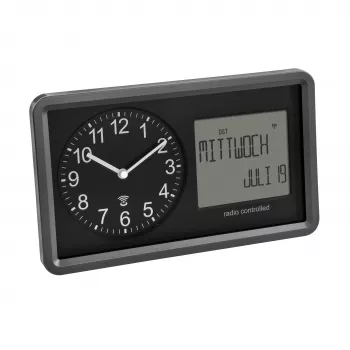 Ceas de perete radio TFA Dostmann 60.3552.01, negru