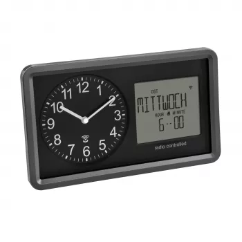 Ceas de perete radio TFA Dostmann 60.3552.01, negru