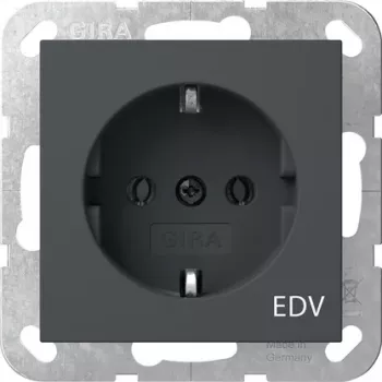 Gira System 55 Priză Schuko cu inscripție EDV, 16 A, alb pur lucios 445828