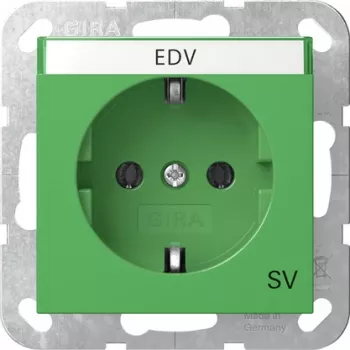 Gira 4457107 Priză Schuko cu capac rabatabil, protecție sporită la atingere, System 55, verde