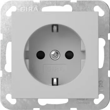 Gira 4453015 SCHUKO Socket Outlet with Hinged Cover, System 55, Traffic Grey (RAL 7043)
