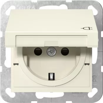 GIRA 441401 Priză SCHUKO cu capac rabatabil, System 55, alb crem