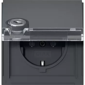 GIRA 446767 Priză SCHUKO cu încuietoare cu cheie, închidere individuală, 16 A, 250 V, montaj îngropat, termoplast