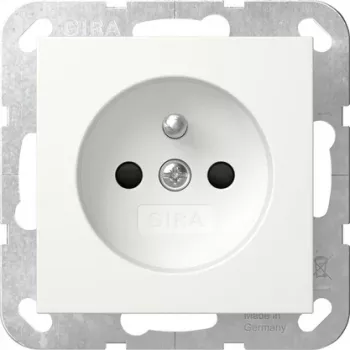 GIRA 448527 Schuko Socket Outlet with Hinged Cover and Labeling Field, System 55, Pure White
