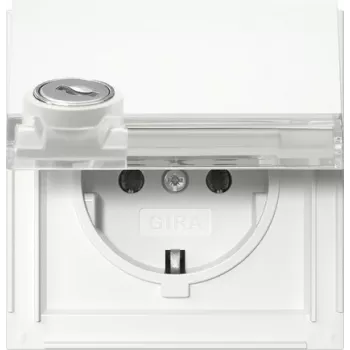Priză SCHUKO Gira 446766 cu întrerupător cu cheie, chei diferite, 16 A, 250 V, montaj îngropat, alb pur lucios