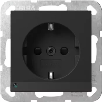 Priză SCHUKO Gira 4170005 cu lumină de orientare LED și senzor de luminozitate, System 3000, alb pur lucios