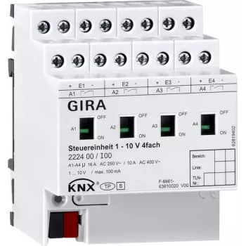Unitate de comandă GIRA 222400 1-10V cu 4 canale, manuală, KNX (222400)