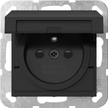 Gira 4488005 SCHUKO Socket Outlet with Hinged Cover, Child Protection, Pure White Glossy, System 55
