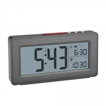 Ceas deșteptător radiocontrolat TFA Dostmann 60.2563.10, dublă alarmă, antracit