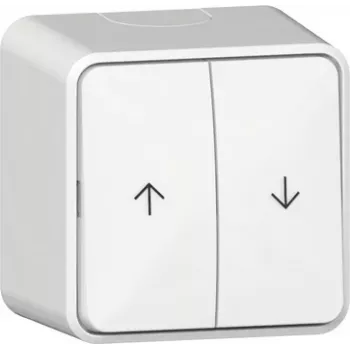 GIRA Întrerupător basculant aparent pentru control jaluzele, alb pur, săgeți sus/jos, 250 V, 10 A 315813