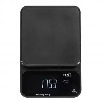 TFA Dostmann COOKIE Digital Kitchen Scale, 5 kg Capacity, 1 g Accuracy, with Measuring Bowl, Black 50.2009.01
