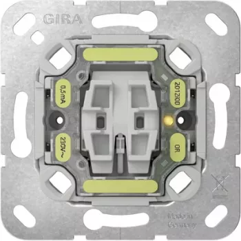 Modul întrerupător de control GIRA 382600, 1 pol, 10 A, 250 V, montaj îngropat, cu conexiune pentru lampă de control, termoplast, IP20