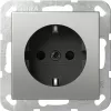 Priză SCHUKO Gira System 55 cu obturator, aspect oțel inoxidabil, 4183600