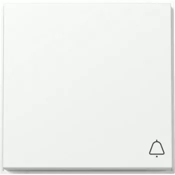 Buton basculant GIRA TX_44 cu simbol clopot, alb pur mat sidefat (328666)