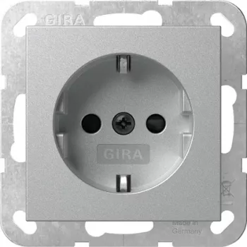 Priză SCHUKO Gira cu lumină de orientare LED și obturator, alb pur, 475526