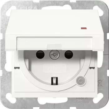 Priză Schuko Gira System 55 cu LED de control, alb pur 455227