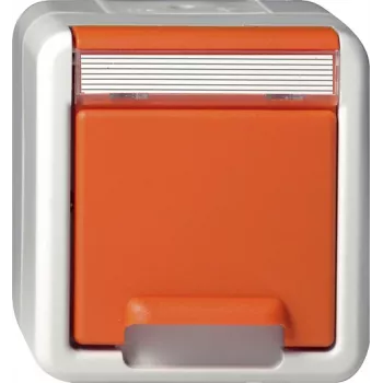 Priză SCHUKO Gira cu capac rabatabil, montaj aparent, portocaliu 4440309