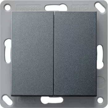 Buton de perete wireless GIRA, fără baterie, 2 canale, antracit 242228