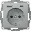 Priză SCHUKO Gira System 55 cu încărcător USB A/C, aluminiu 245926