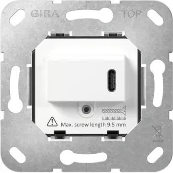 Inserție priză SCHUKO Gira cu USB Type-C PD, 16 A, 250 V, îngropat, negru 236200
