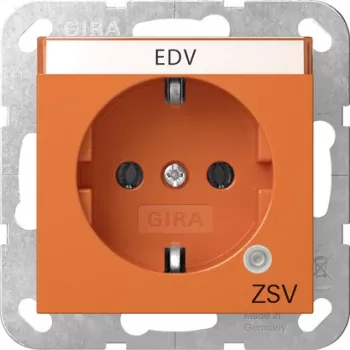 Priză SCHUKO Gira 4452109 cu LED de control și capac rabatabil, alb pur lucios