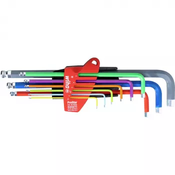 Set de chei hexagonale cu cap sferic Wiha, 9 piese, luminoase, codificate color, 1,5-10 mm ErgoStar 46555