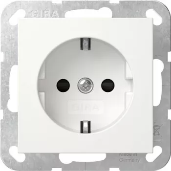 GIRA 475503 SCHUKO Socket Outlet with LED Orientation Light, Increased Contact Protection, Pure White Glossy