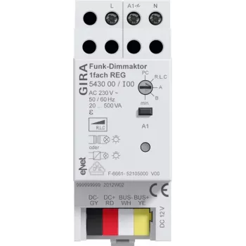 Actuator universal radio pentru variator GIRA, 1 canal, șină DIN 543000