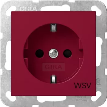 Gira 4453108 Schuko Socket Outlet with Increased Touch Protection, Red