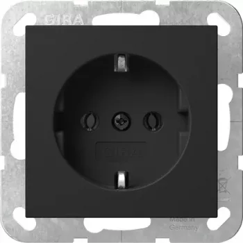Priză SCHUKO Gira System 55 cu capac rabatabil, neagră 4180005