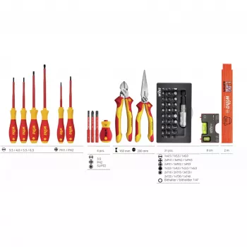 Set de bază L Electric Wiha cu 46 de piese, valiză de scule izolată VDE 47312