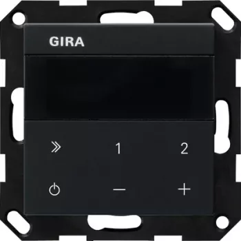 Radio internet îngropat GIRA 2320005 UP Radio IP System 55 cu DAB+ și FM, Bluetooth, Wi-Fi, multiroom, negru mat