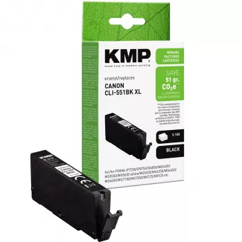 KMP Black Compatible Ink Cartridge for Canon CLI-551 XL BK (High Yield, 11 ml, ~500 pages) 1518,4011