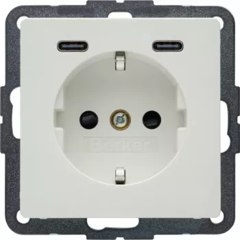 Priză SCHUKO Hager Berker Q.x cu USB-C PD 20 W, alb polar 48156089