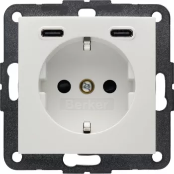Priză SCHUKO Berker cu USB-C PD 20W, S.1, alb polar lucios 48158989