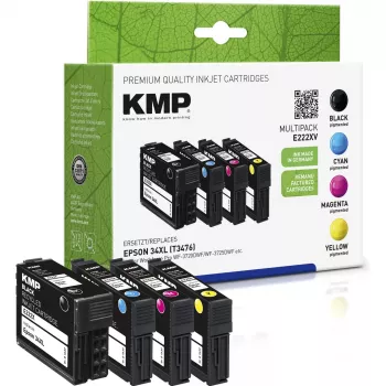 KMP 4-Pack Compatible Ink Cartridges for Epson WorkForce Pro WF-3720 Series - Black, Cyan, Magenta, Yellow (1637,4005)