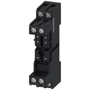 Soclul releu Siemens LZS:RT78725 pentru relee SIRIUS RT Series 15mm, borne cu șurub, montaj pe șină DIN, negru
