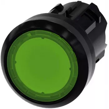 Acționare buton Siemens SIRIUS ACT, 22mm, rotund, verde, cu revenire, neiluminat, inel frontal din plastic, negru 3SU10010AD400AA0