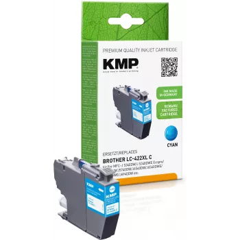 KMP Remanufactured Cyan Ink Cartridge for Brother LC422XLC (1500 Pages)