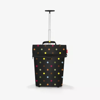Geantă cu rotile Reisenthel trolley M, poliester, neagră cu puncte, culori mixte, 2 roți (NT7009)