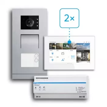 Set interfon video BUSCH-JAEGER 83-2FHA/SET pentru case cu două familii, 2 fire, montaj îngropat 2CKA008300A1462
