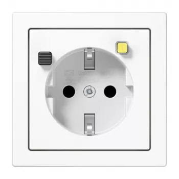 Priză FI-SCHUKO Jung LS5520.30WW cu întrerupător diferențial 30 mA, alb alpin